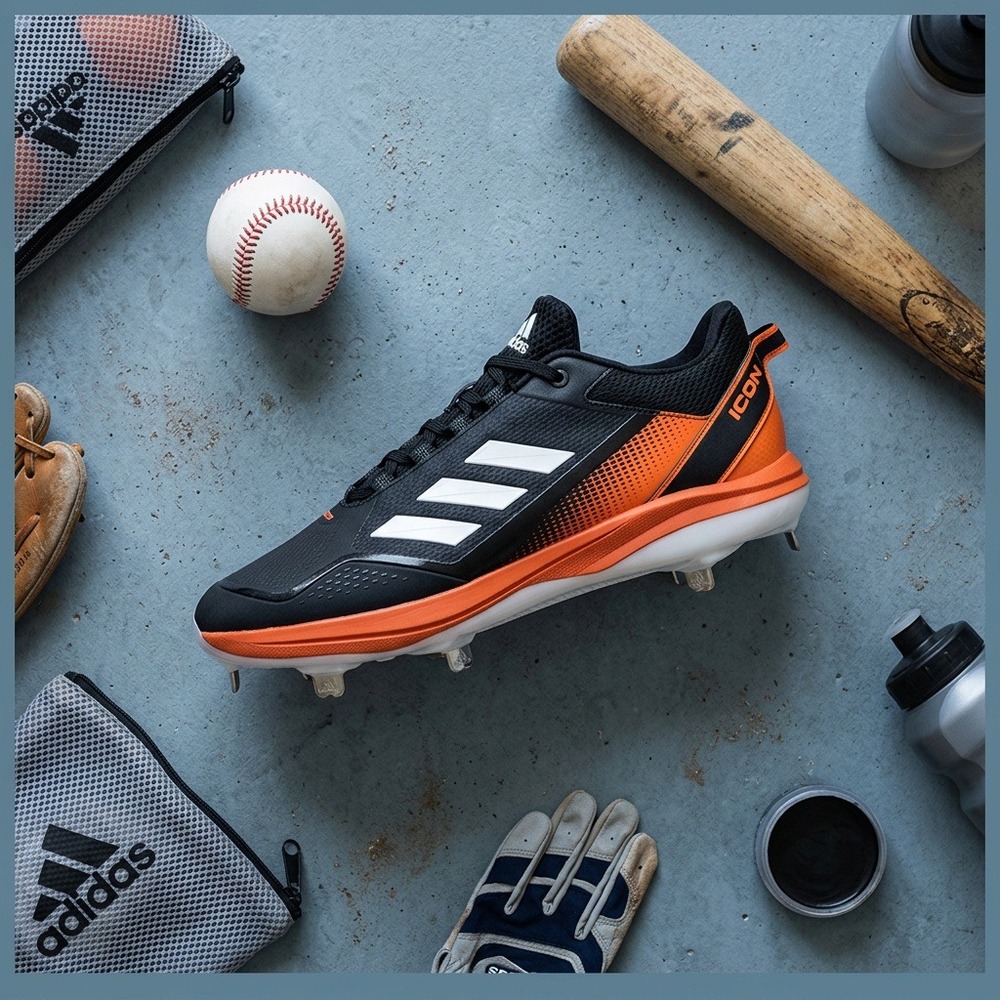 adidas Icon 7 Metal Baseball Cleats Mens 13 Black Red White S23858 NWOB